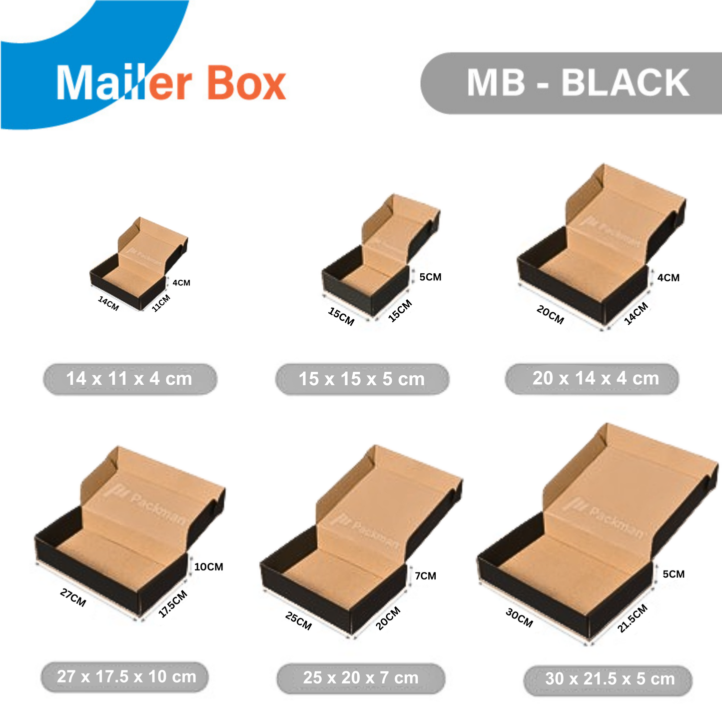 14 x 11 x 4cm Black Mailing Box