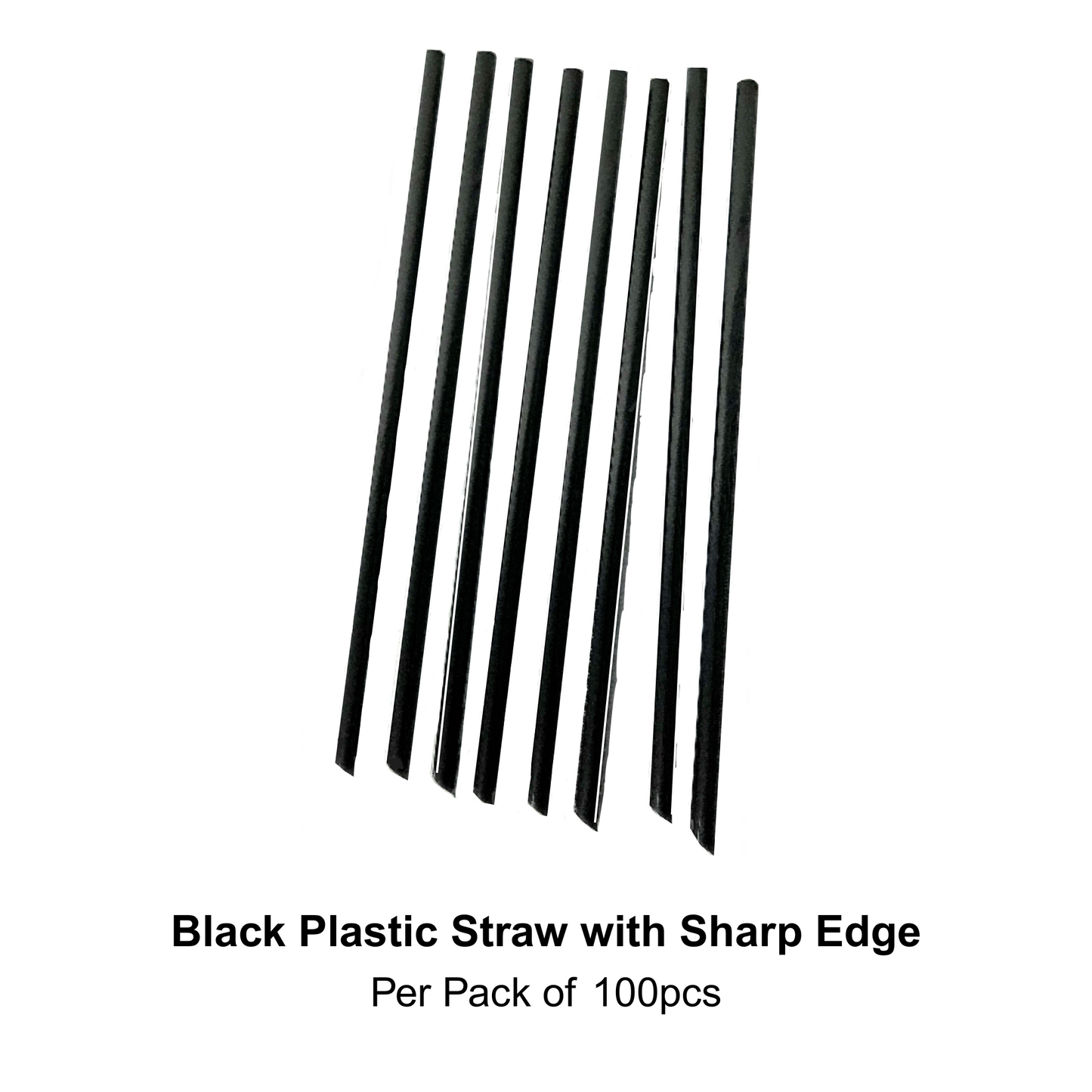 Black Plastic Straw with Sharp Edge
