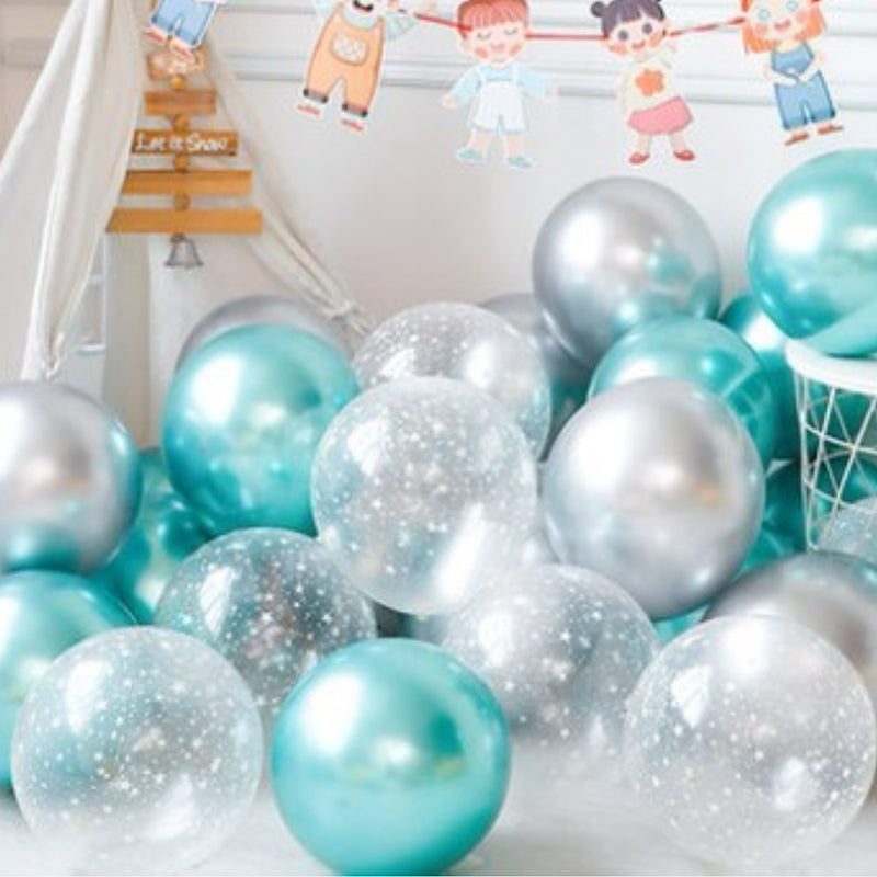 Chrome Turquoise Silver Mix Balloon Set (50pcs)