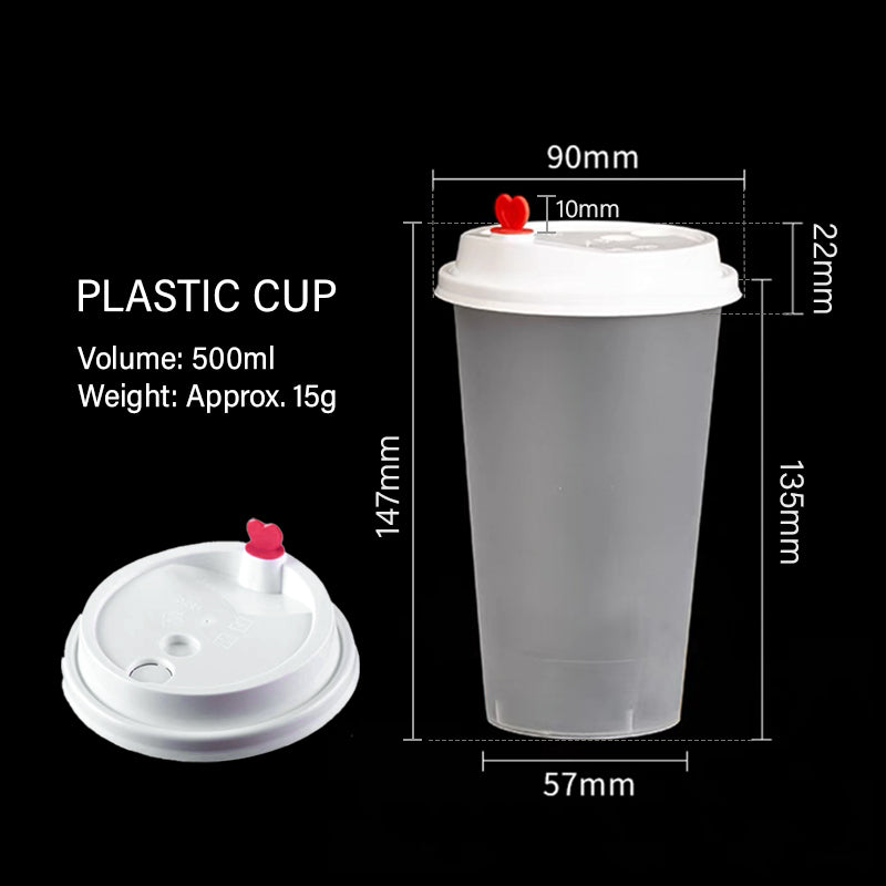 500ml Disposable Print Bubble Tea Cup with Lid
