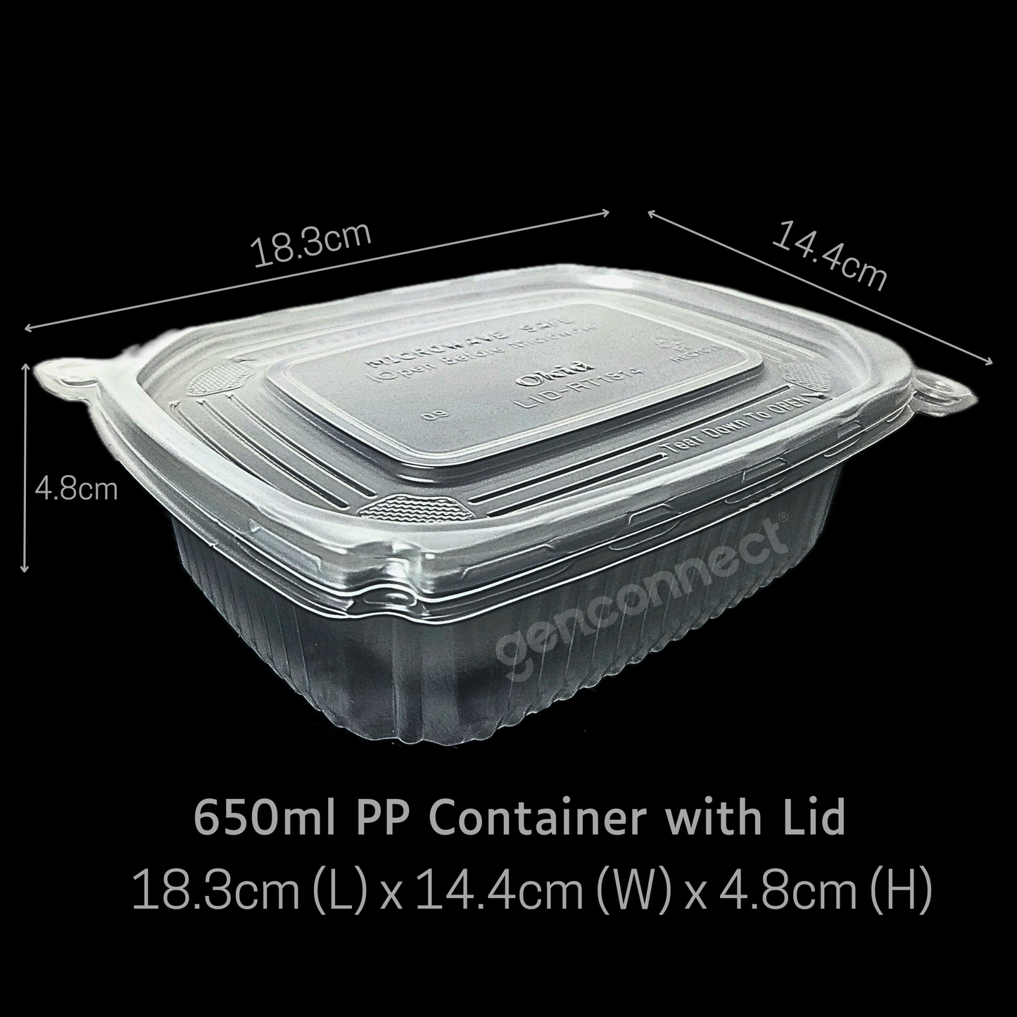 PP Container with Lid Set - 650ML (50pcs)