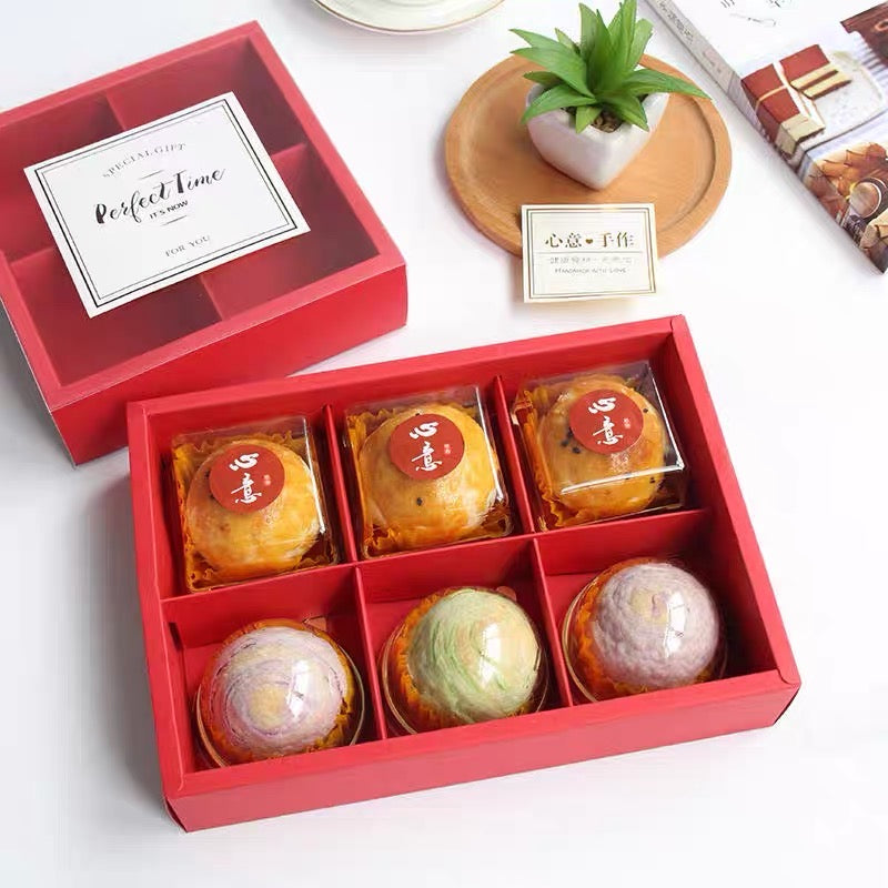 2-Slot Red Mooncake Kraft Cavity Box (10pcs)