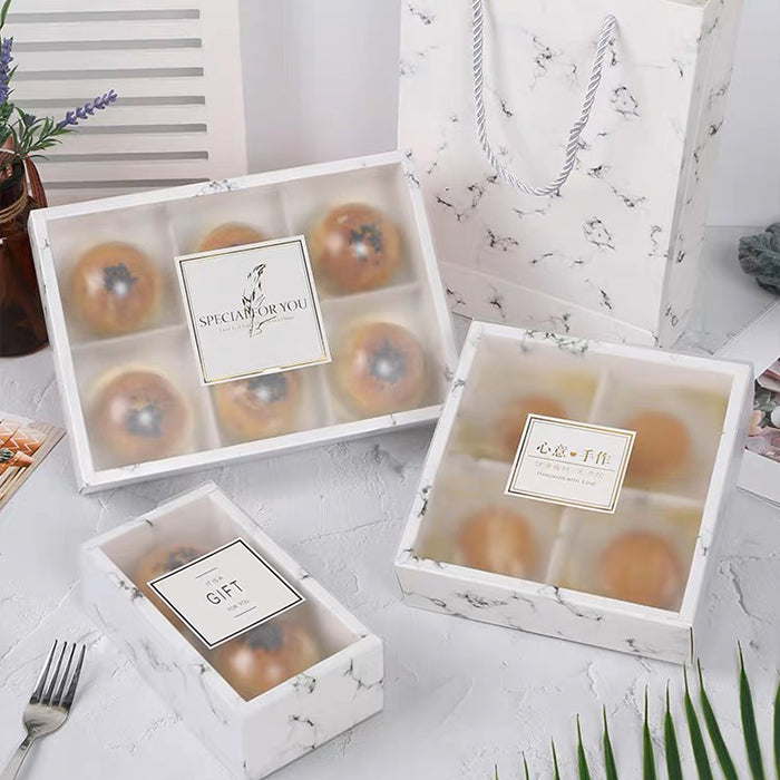 2-Slot Marble Mooncake Kraft Cavity Box (10pcs)