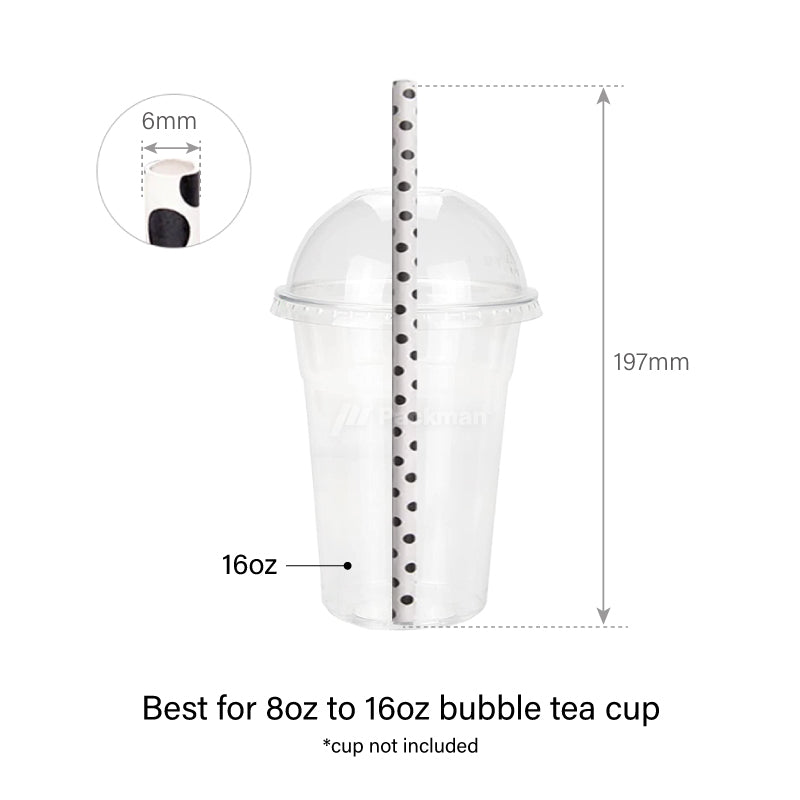 White with Black Polka Paper Straw