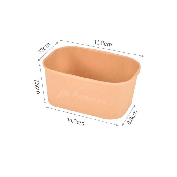 1000ml Kraft Rectangular Food Tub (50pcs)