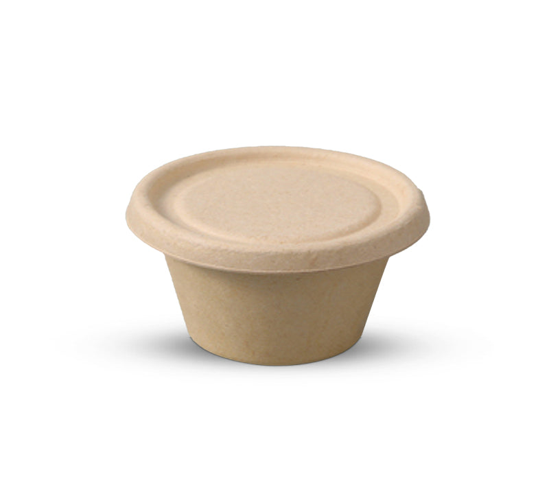 2oz Sugarcane Sauce Cup with Bagasse Lid