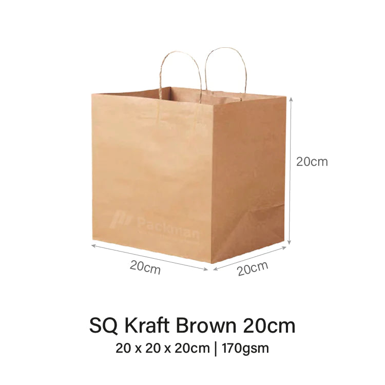 20 x 20 x 20cm Kraft Square Paper Bag (10pcs)
