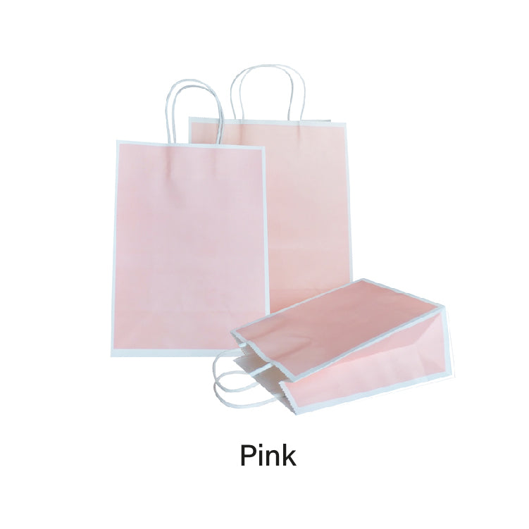 21 x 11 x 27cm Pink with White Border Paper Bag (10pcs)