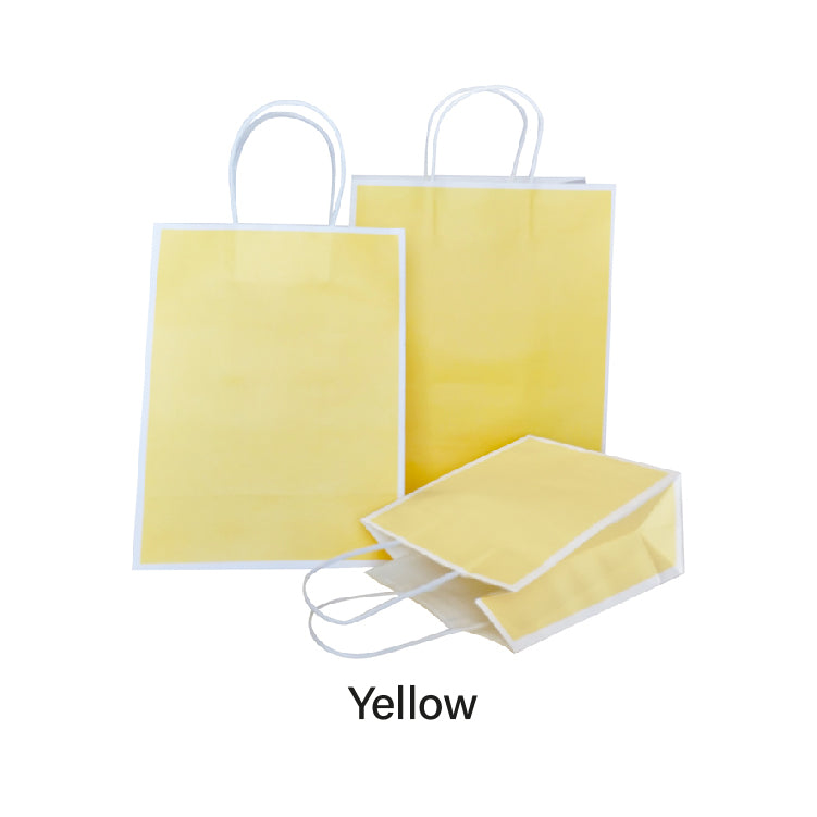 21 x 11 x 27cm Yellow with White Border Paper Bag (10pcs)