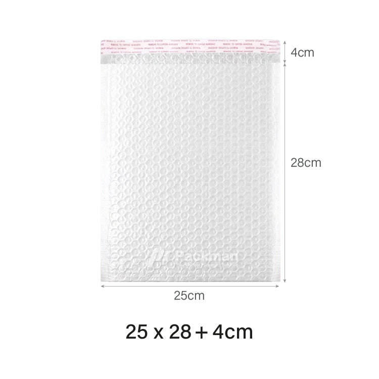 25 x 28cm White Bubble Poly Mailer