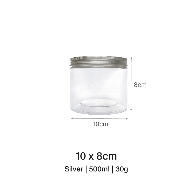 10 x 8cm Silver Plastic Jar (9pcs)