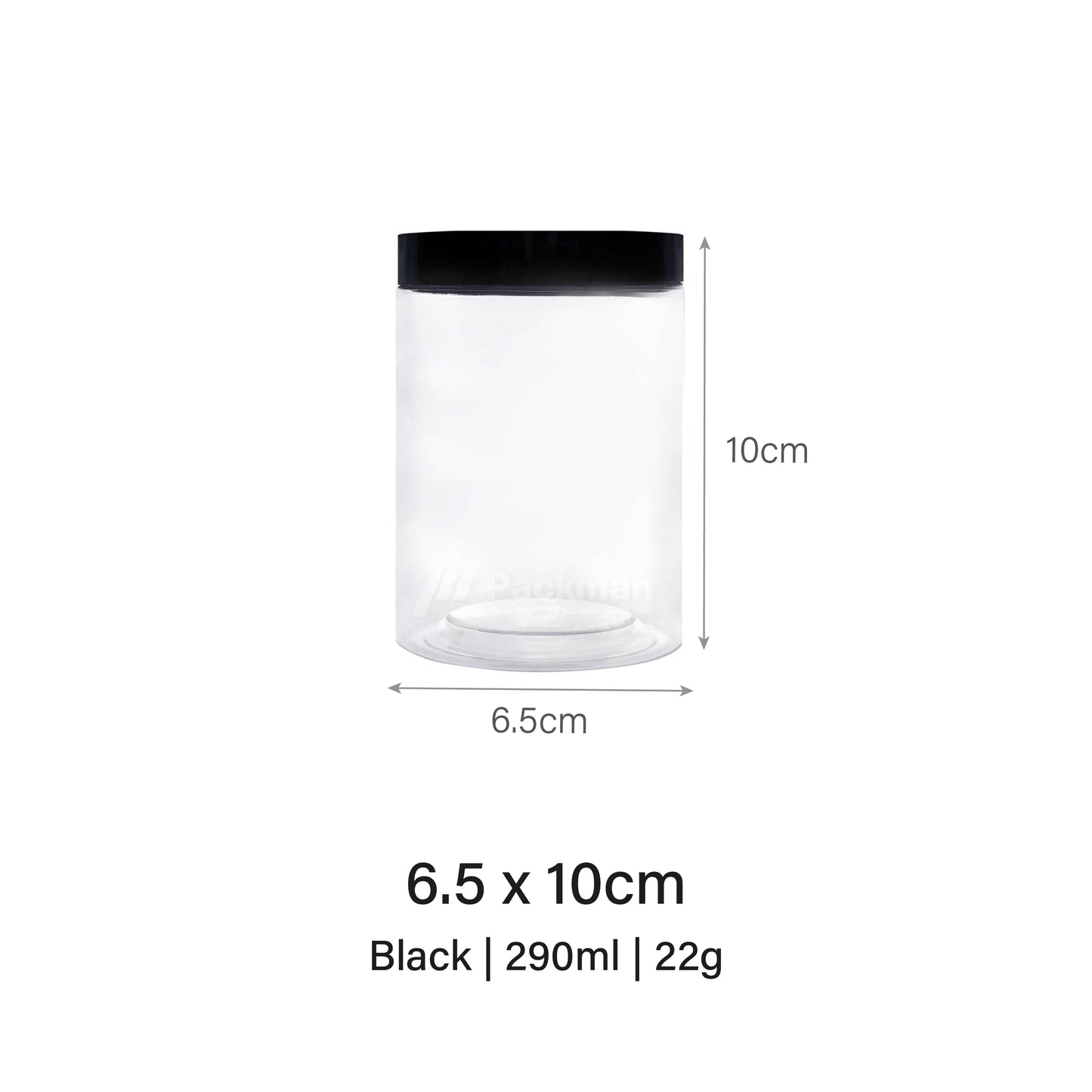 6.5 x 10cm Black Plastic Jar (9pcs)