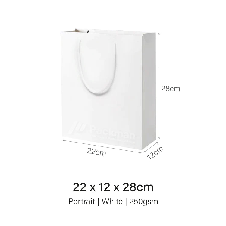 22 x 12 x 28cm White Paper Bag (10pcs)