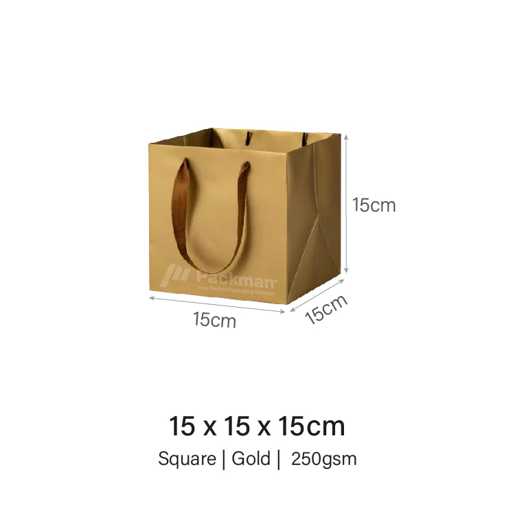 15 x 15 x 15cm Square Gold Paper Bag (10pcs)