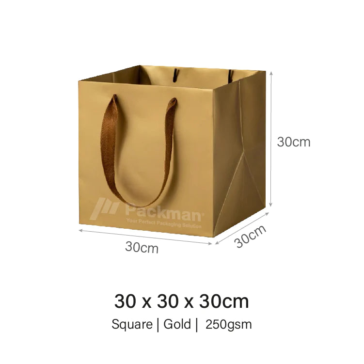 30 x 30 x 30cm Square Gold Paper Bag (10pcs)