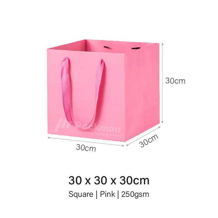 35 x 35 x 35cm Square Pink Paper Bag (10pcs)