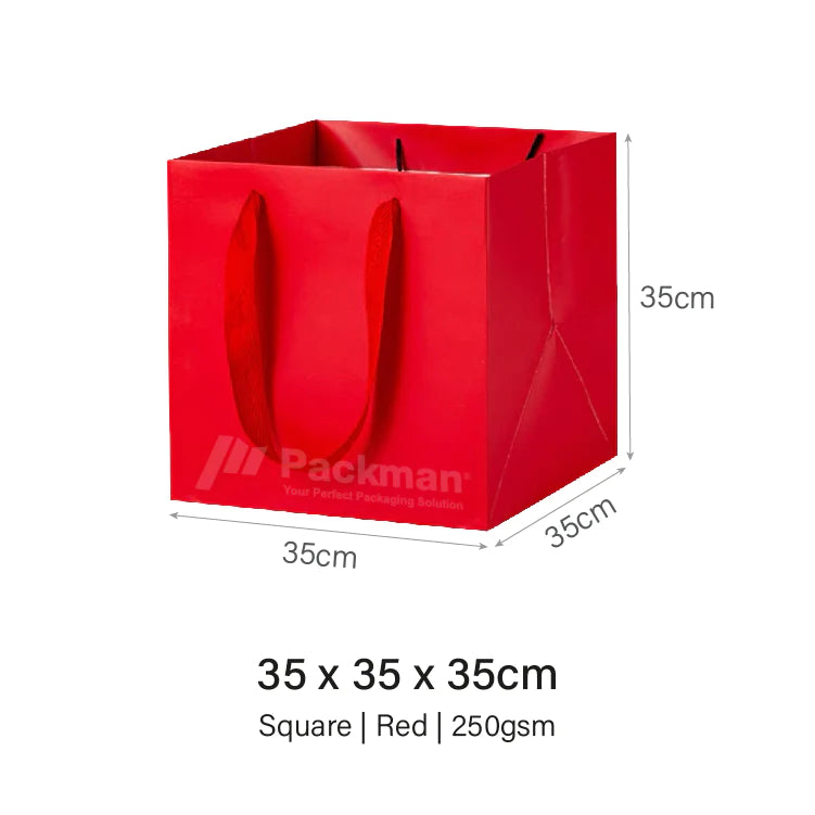 35 x 35 x 35cm Square Red Paper Bag (10pcs)