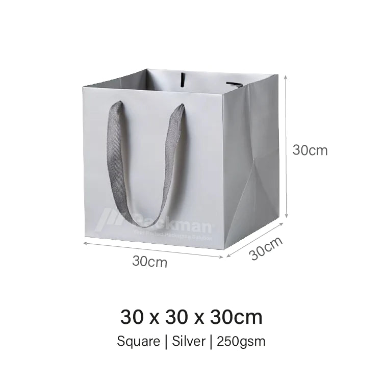 30 x 30 x 30cm Square Silver Paper Bag (10pcs)