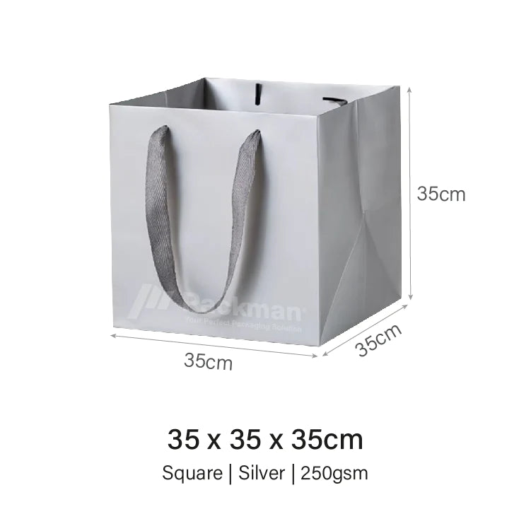 35 x 35 x 35cm Square Silver Paper Bag (10pcs)