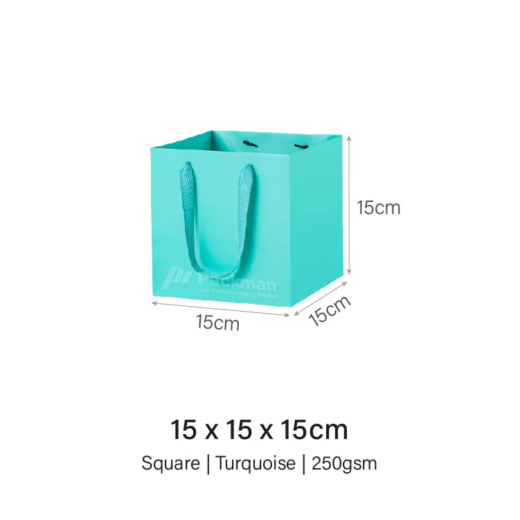 15 x 15 x 15cm Square Turquoise Paper Bag (10pcs)