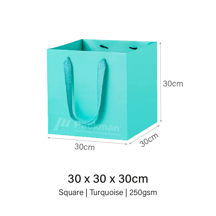 30 x 30 x 30cm Square Turquoise Paper Bag (10pcs)