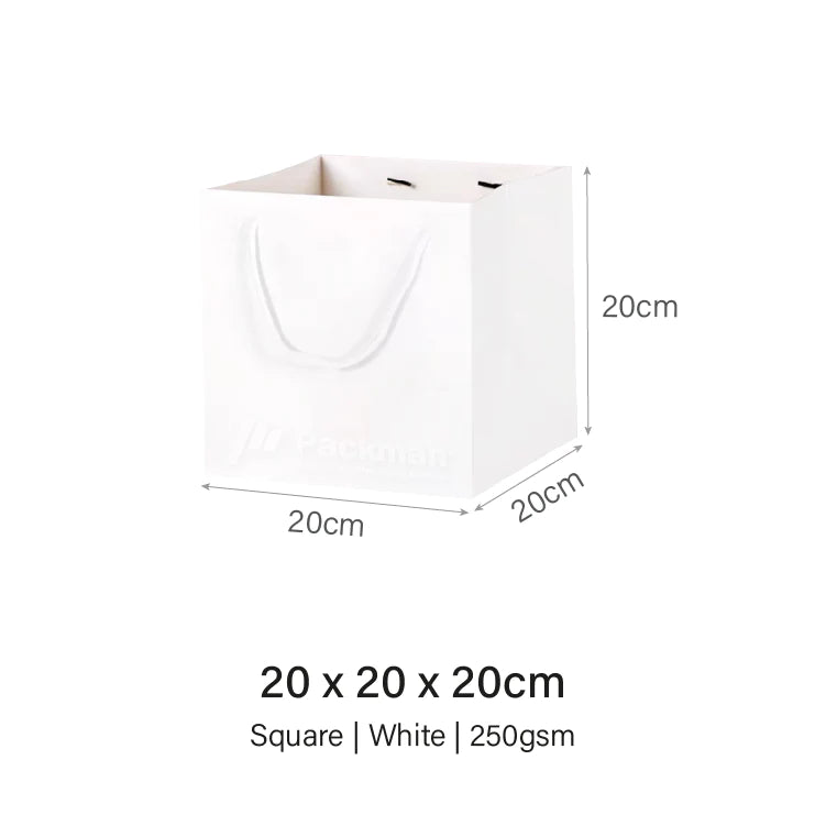 20 x 20 x 20cm Square White Paper Bag (10pcs)