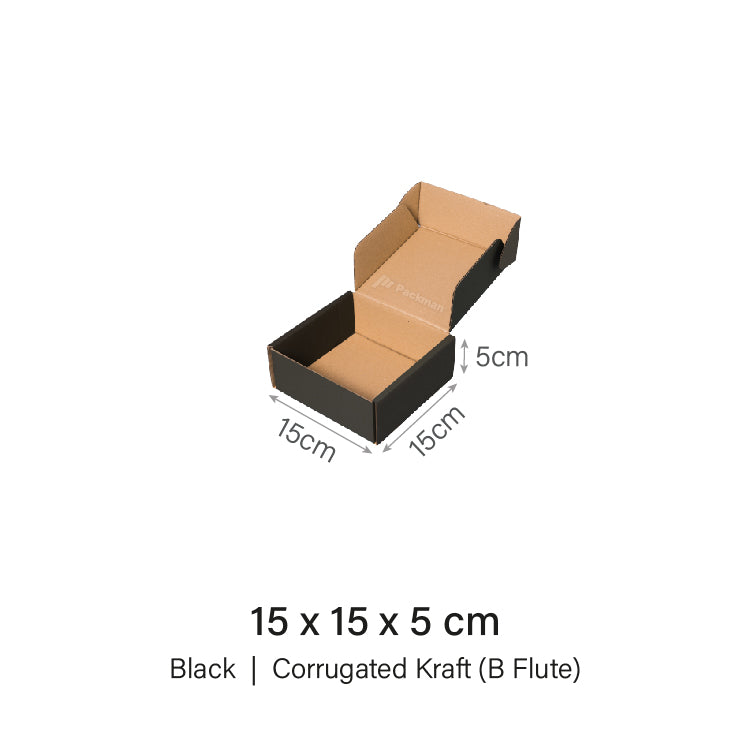 15 x 15 x 5cm Black Mailing Box