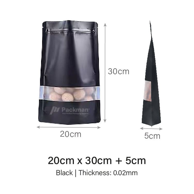 20 x 30cm Black Standing Pouch (100pcs)
