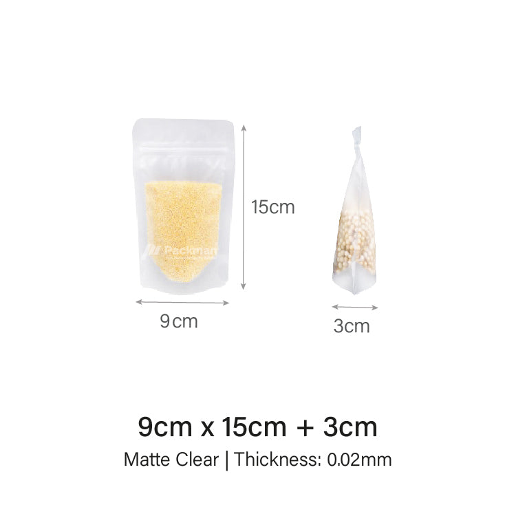 9 x 15cm Matte Clear Standing Pouch (100pcs)