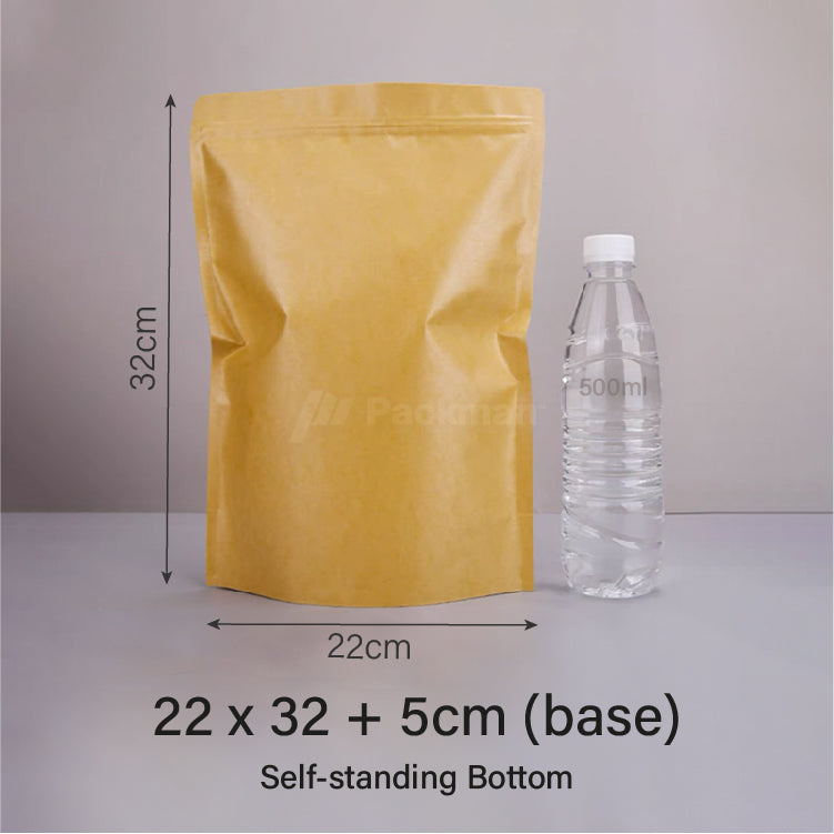 22 x 32cm Kraft Standing Pouch (No Window)