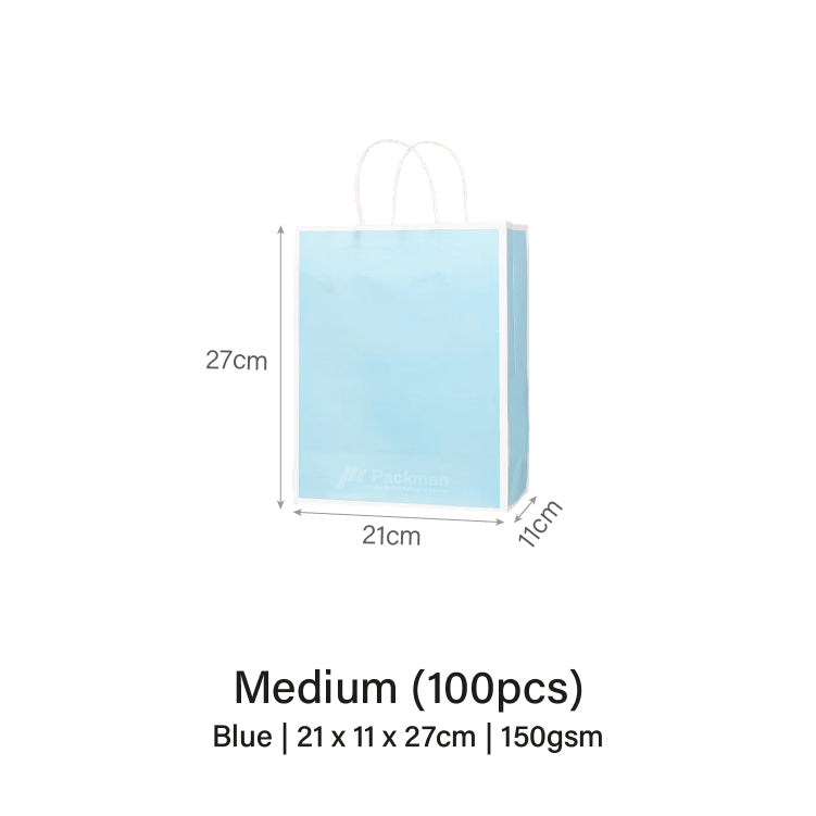 21 x 11 x 27cm Blue with White Border Paper Bag (10pcs)