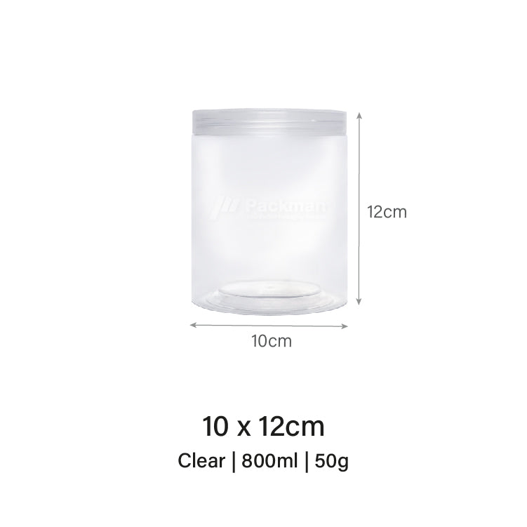 10 x 12cm Clear Plastic Jar (6pcs)