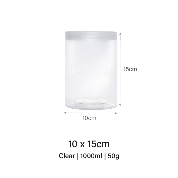 10 x 15cm Clear Plastic Jar (6pcs)