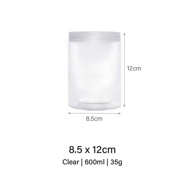 8.5 x 12cm Clear Plastic Jar (6pcs)