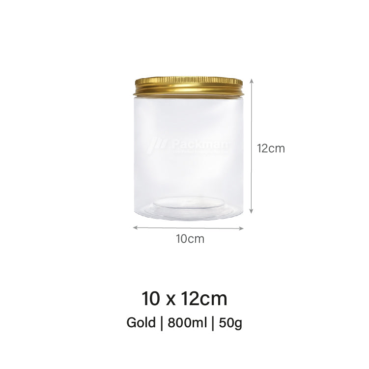 10 x 12cm Gold Plastic Jar (6pcs)