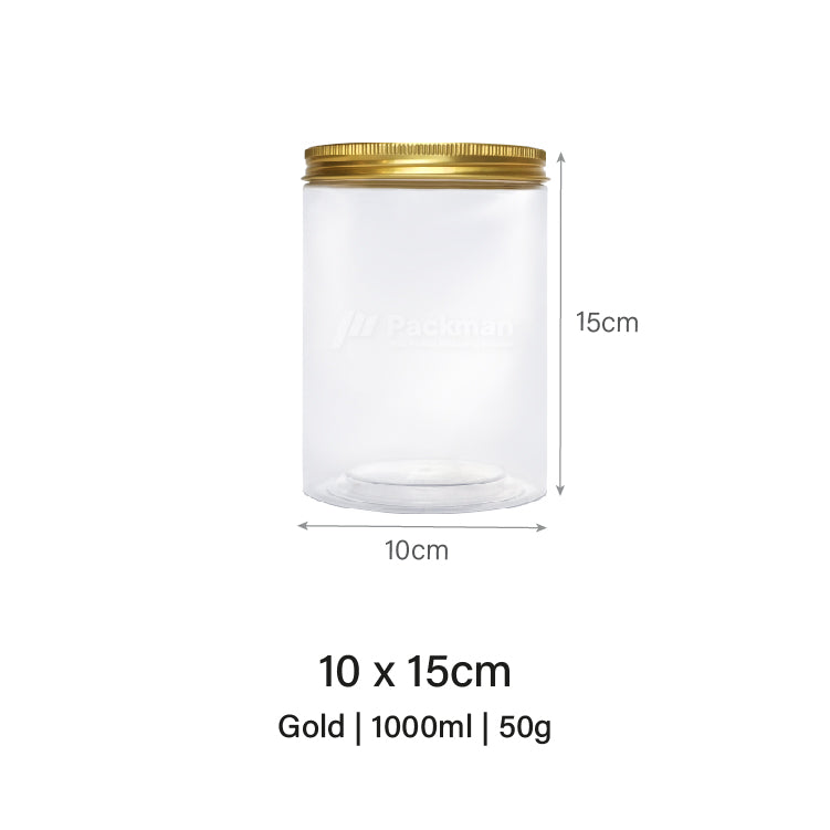 10 x 15cm Gold Plastic Jar (6pcs)