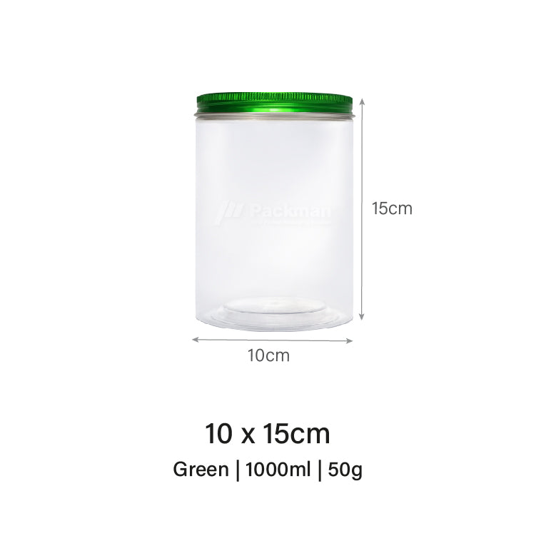 10 x 15cm Green Plastic Jar (6pcs)