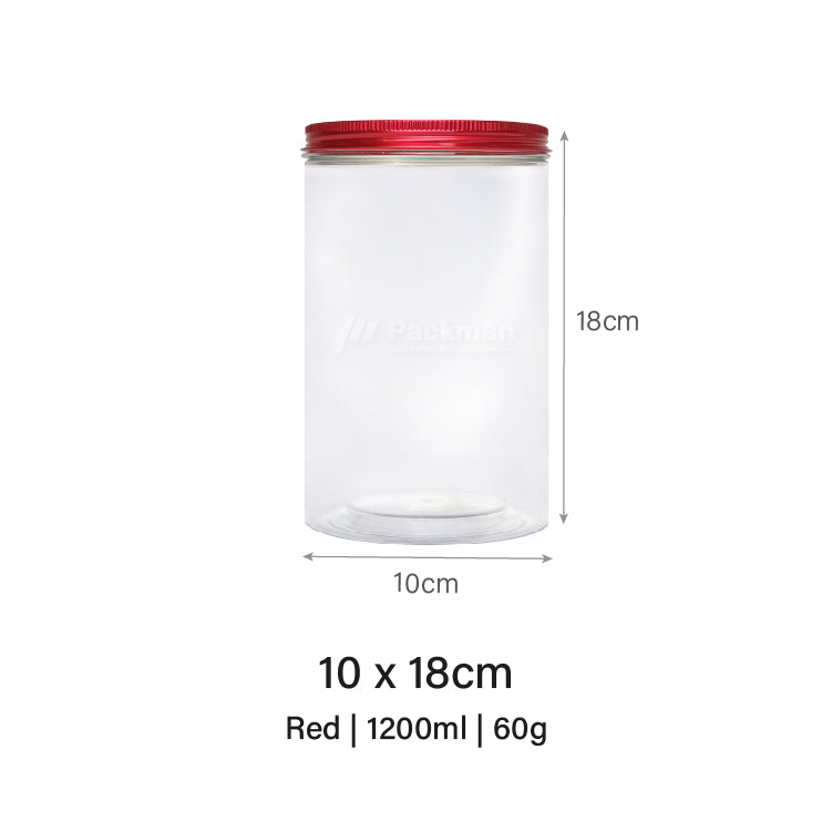 10 x 18cm Red Plastic Jar (6pcs)