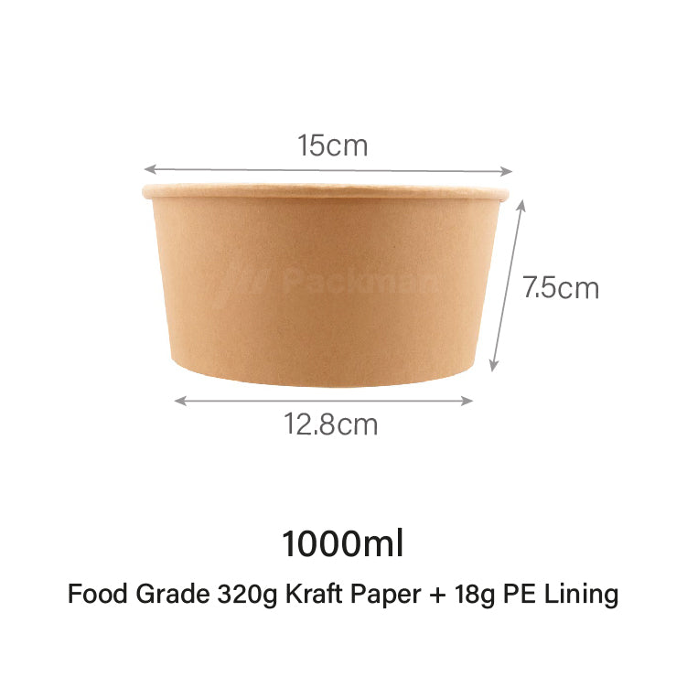 1000ml Brown Kraft Bowl (50pcs)