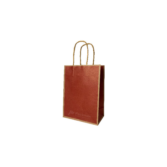 15 x 8 x 21cm Red with Brown Border Paper Bag (10pcs)