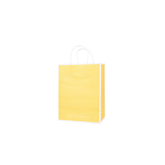 21 x 11 x 27cm Yellow with White Border Paper Bag (10pcs)