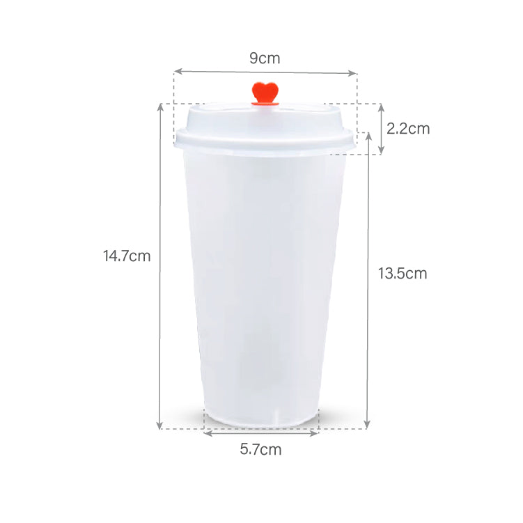 500ml Disposable Plain Bubble Tea Cup with Lid