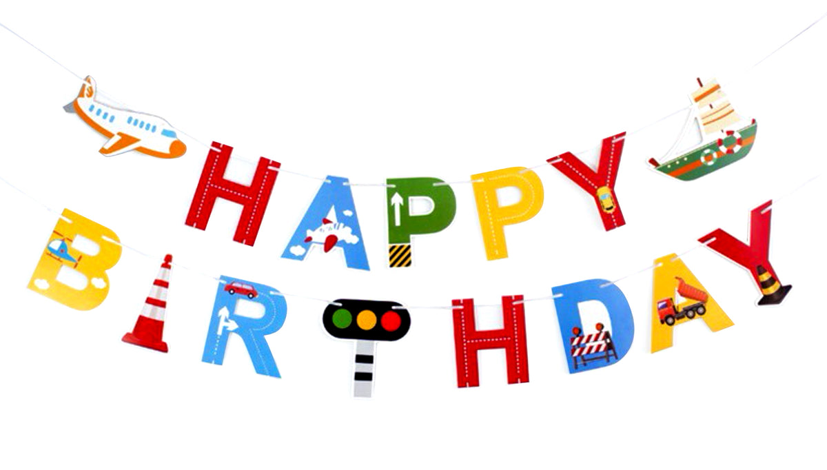 Road Works Paper Birthday Banner