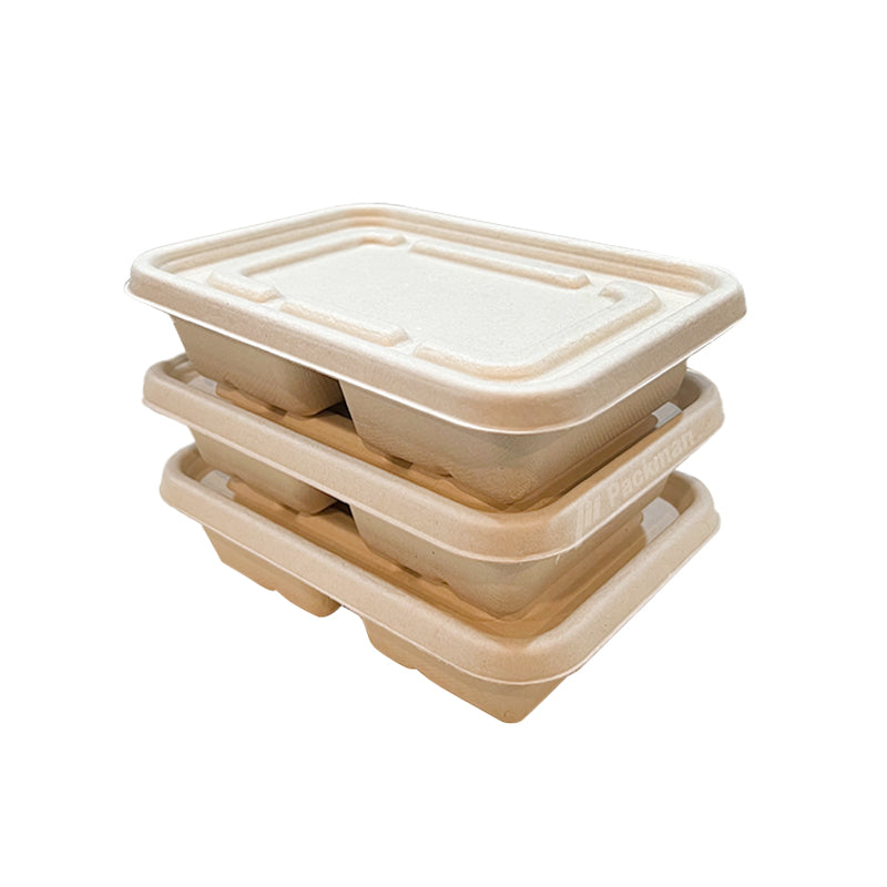 750ml Sugarcane 2-Compartment Lunch Box