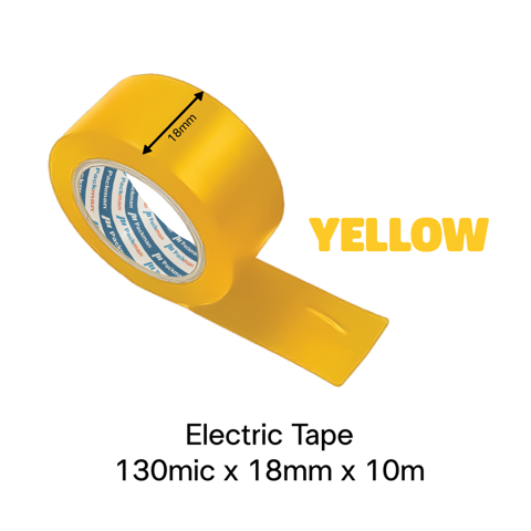 18mm x 10m YELLOW Electrical Tape (6 Rolls)