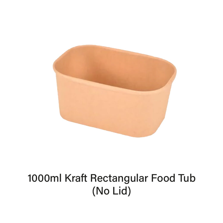 1000ml Kraft Rectangular Food Tub (50pcs)