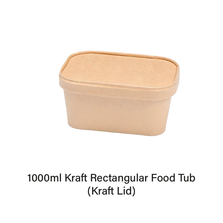 1000ml Kraft Rectangular Food Tub (50pcs)