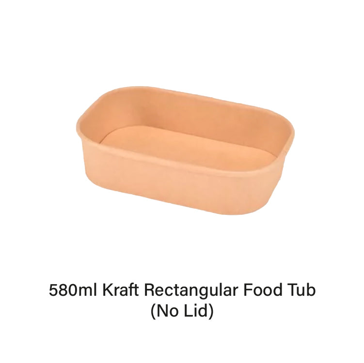 580ml Kraft Rectangular Food Tub (50pcs)