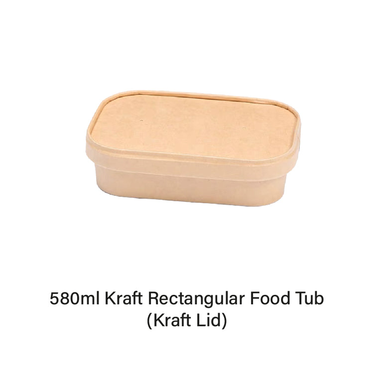 580ml Kraft Rectangular Food Tub (50pcs)