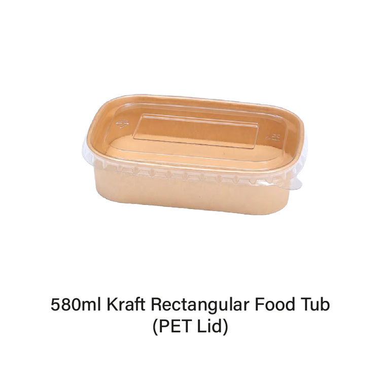 580ml Kraft Rectangular Food Tub (50pcs)